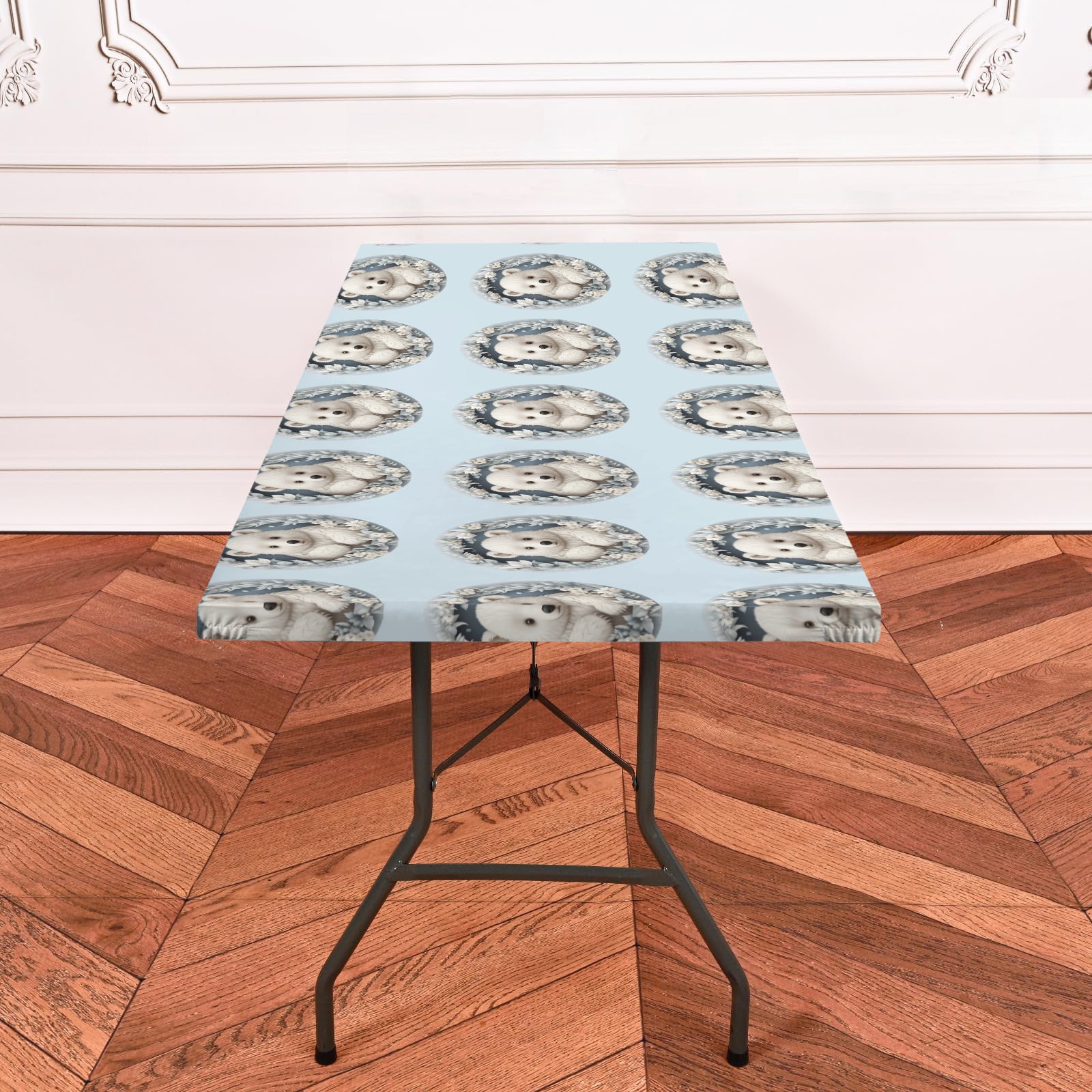 Cute Baby Polar Bear Custom Elastic Fitted Tablecloth 72x30 inch (Made in USA)