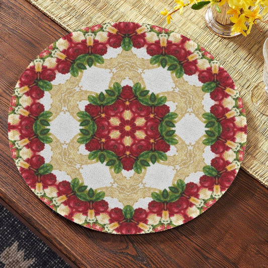 Christmas Floral Design Custom Round Placemat - 4 pack (Made in USA)