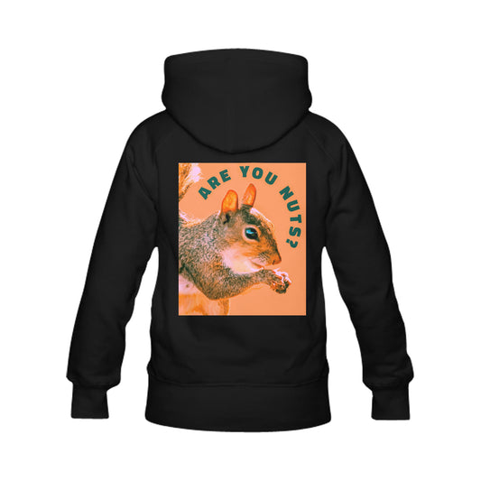 Are You Nuts? Squirrel Custom Men's Classic Hoodie with Printing on Back (Made in USA)