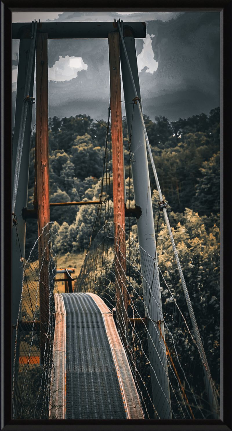 Appalachian Swinging Bridge with Spooky Vibes