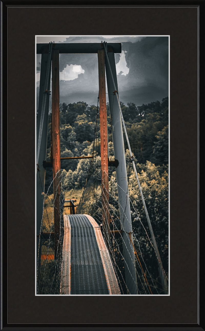 Appalachian Swinging Bridge with Spooky Vibes