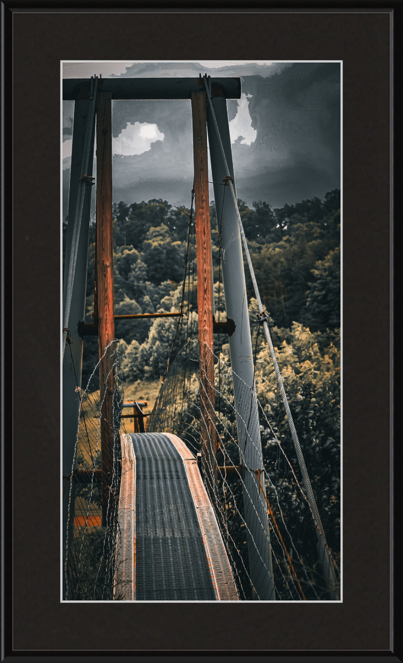 Appalachian Swinging Bridge with Spooky Vibes