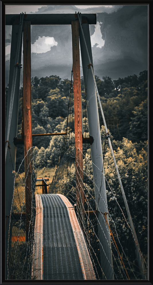 Lámina enmarcada Spooky Kentucky Swinging Bridge