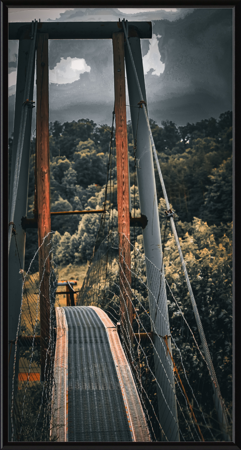 Appalachian Swinging Bridge with Spooky Vibes