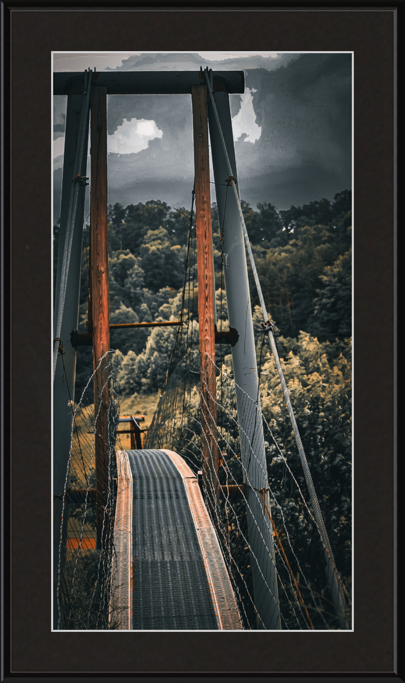 Appalachian Swinging Bridge with Spooky Vibes