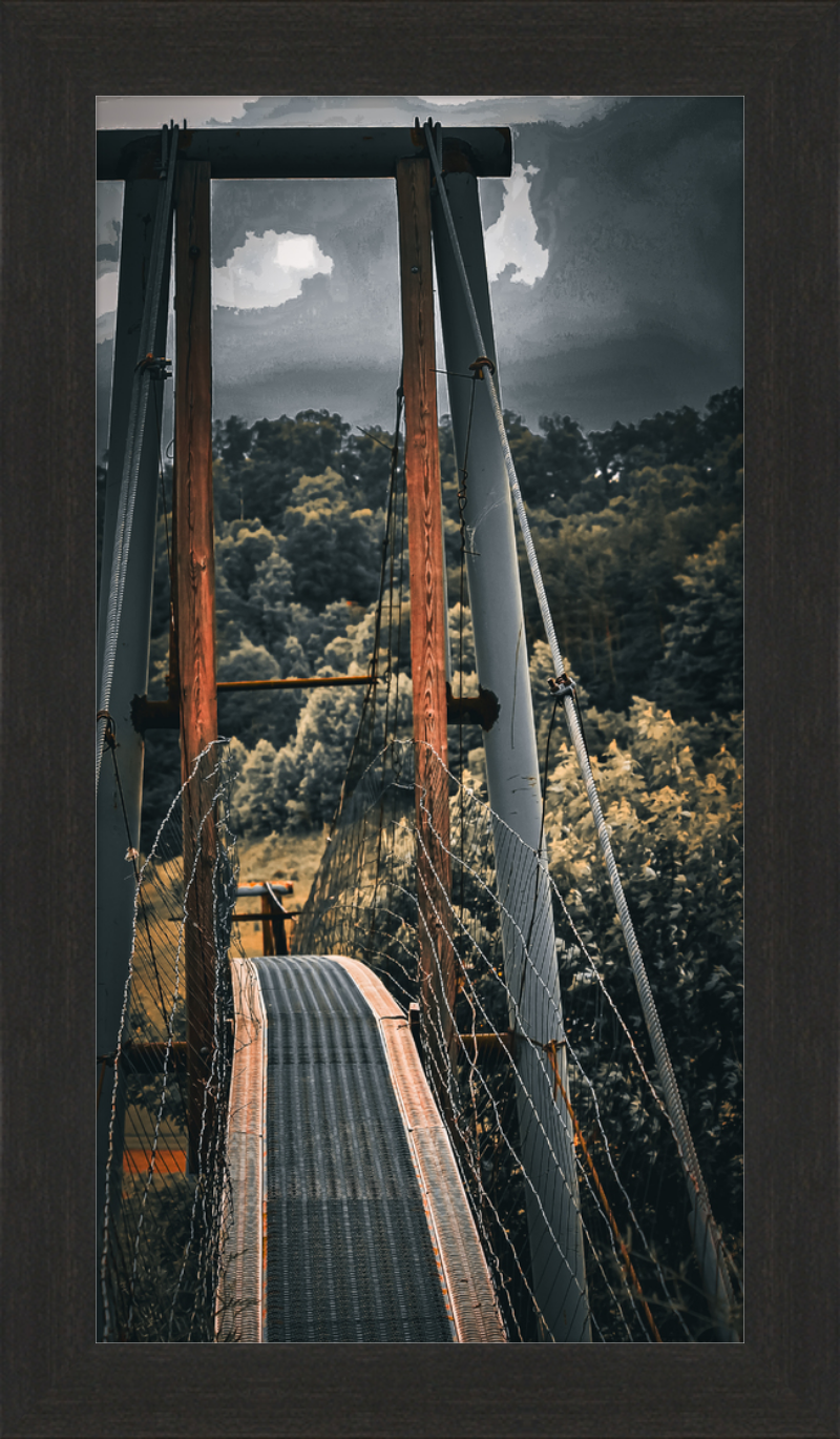 Appalachian Swinging Bridge with Spooky Vibes