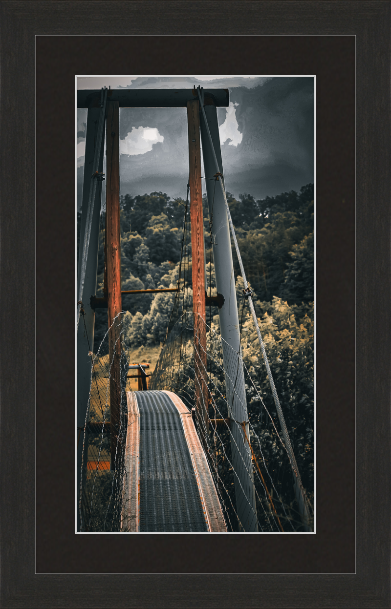 Appalachian Swinging Bridge with Spooky Vibes