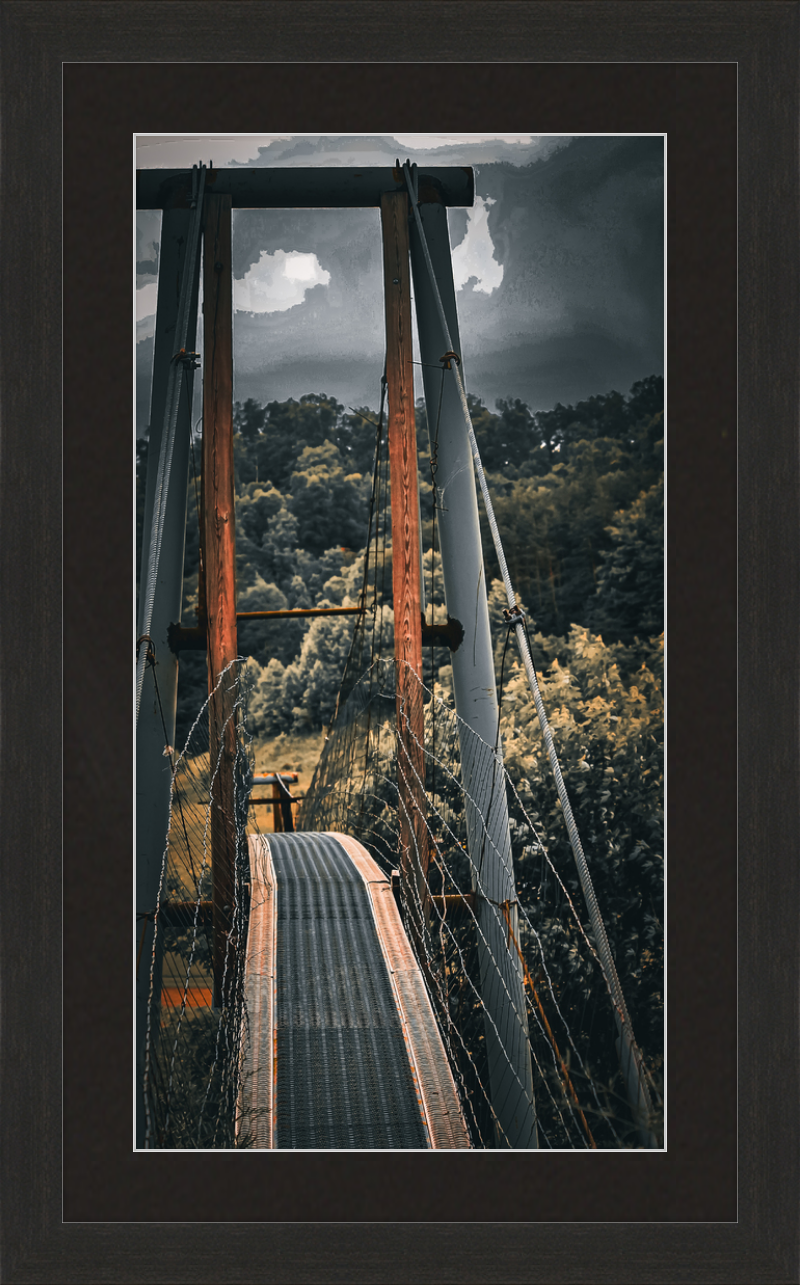 Appalachian Swinging Bridge with Spooky Vibes