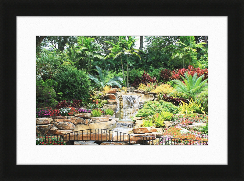 Tropical Waterfall Framed and Matted Print - Shell Design Boutique