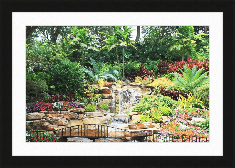 Tropical Waterfall Framed and Matted Print - Shell Design Boutique