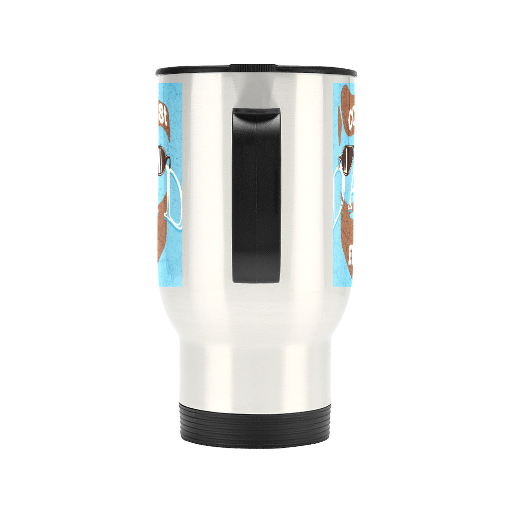 Coolest Dad Ever Silver 14 oz Travel Mug (Made in USA)