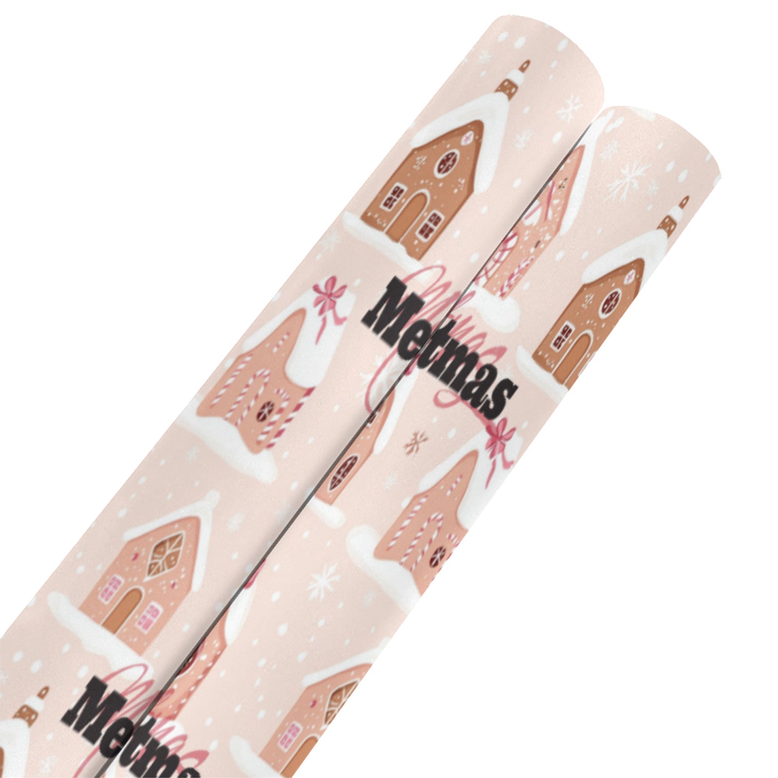 Christmas Pink Houses Custom Gift Wrapping Paper 58