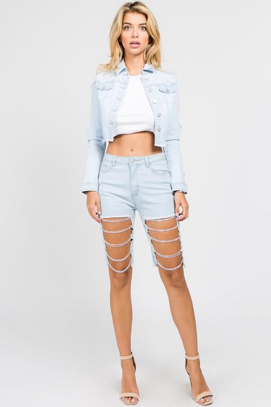 Cutoff Bermuda Shorts with Chains | Country Girl Denim Shorts for Summer & Spring