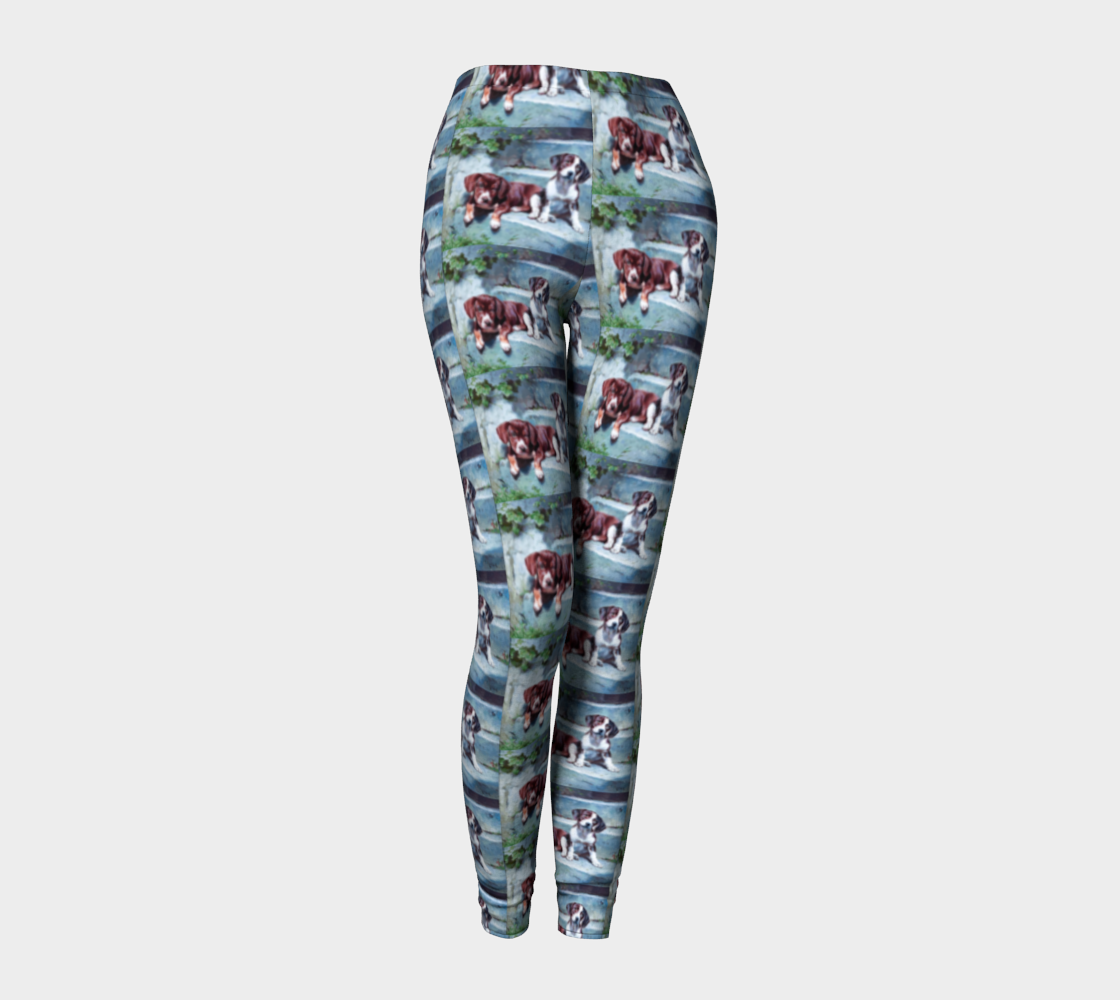 Puzzled Puppies Printed Long Yoga Leggings