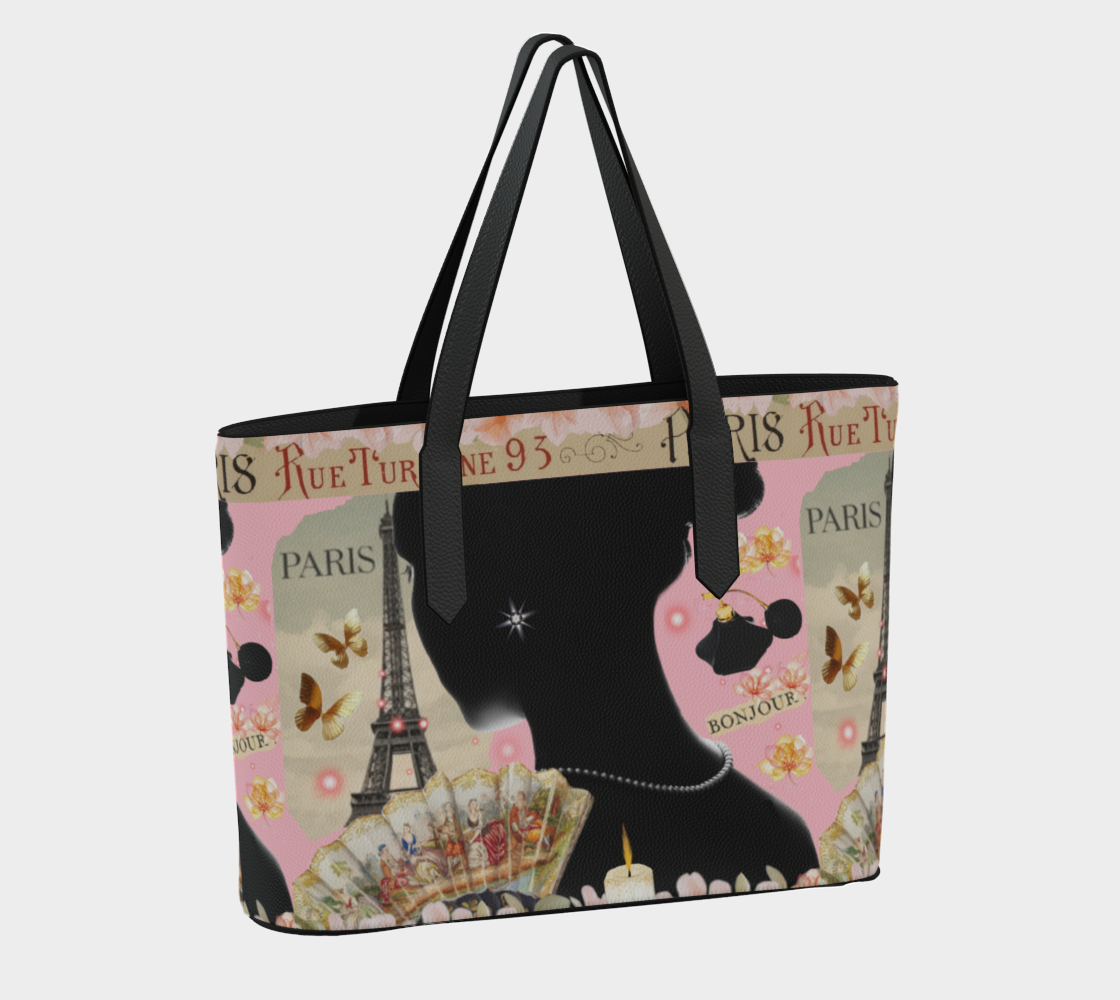Eiffel Tower Fashion Design Vegan Leather Tote Bag