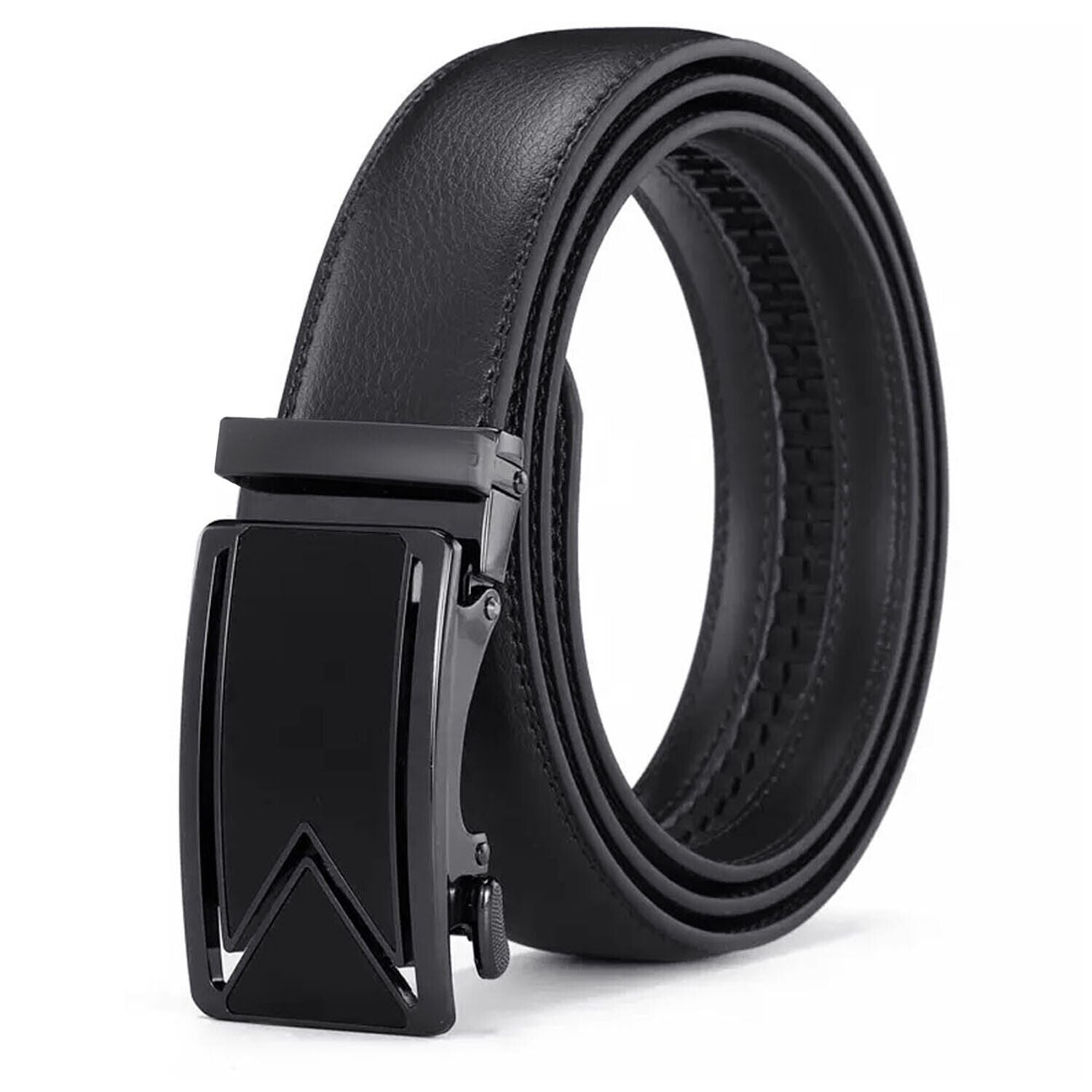 Men's Ratchet PU Leather Belt With Slide Buckle