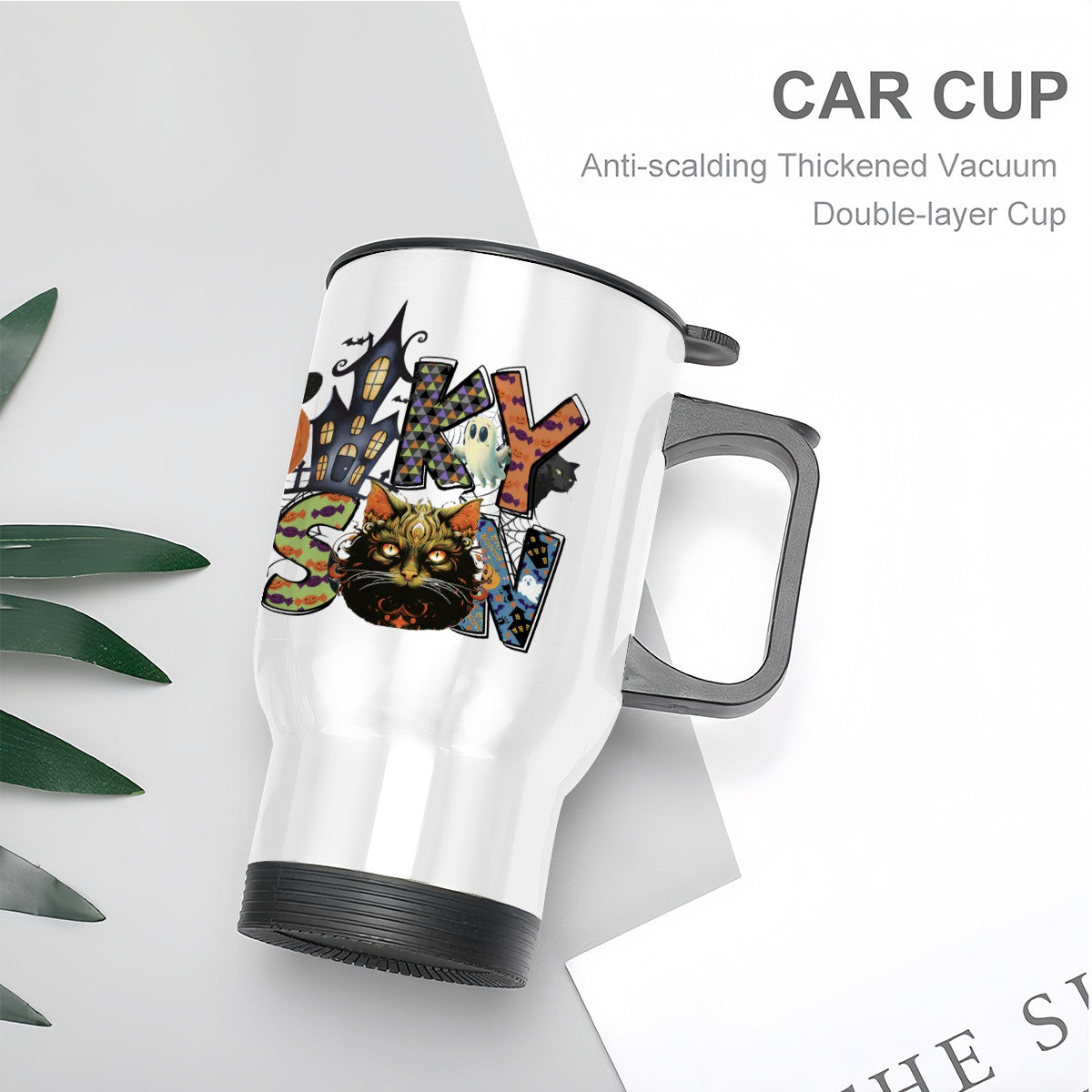 Halloween Spooky Season 14 oz Travel Tumbler Coffee Mug with Handle (Made in USA)