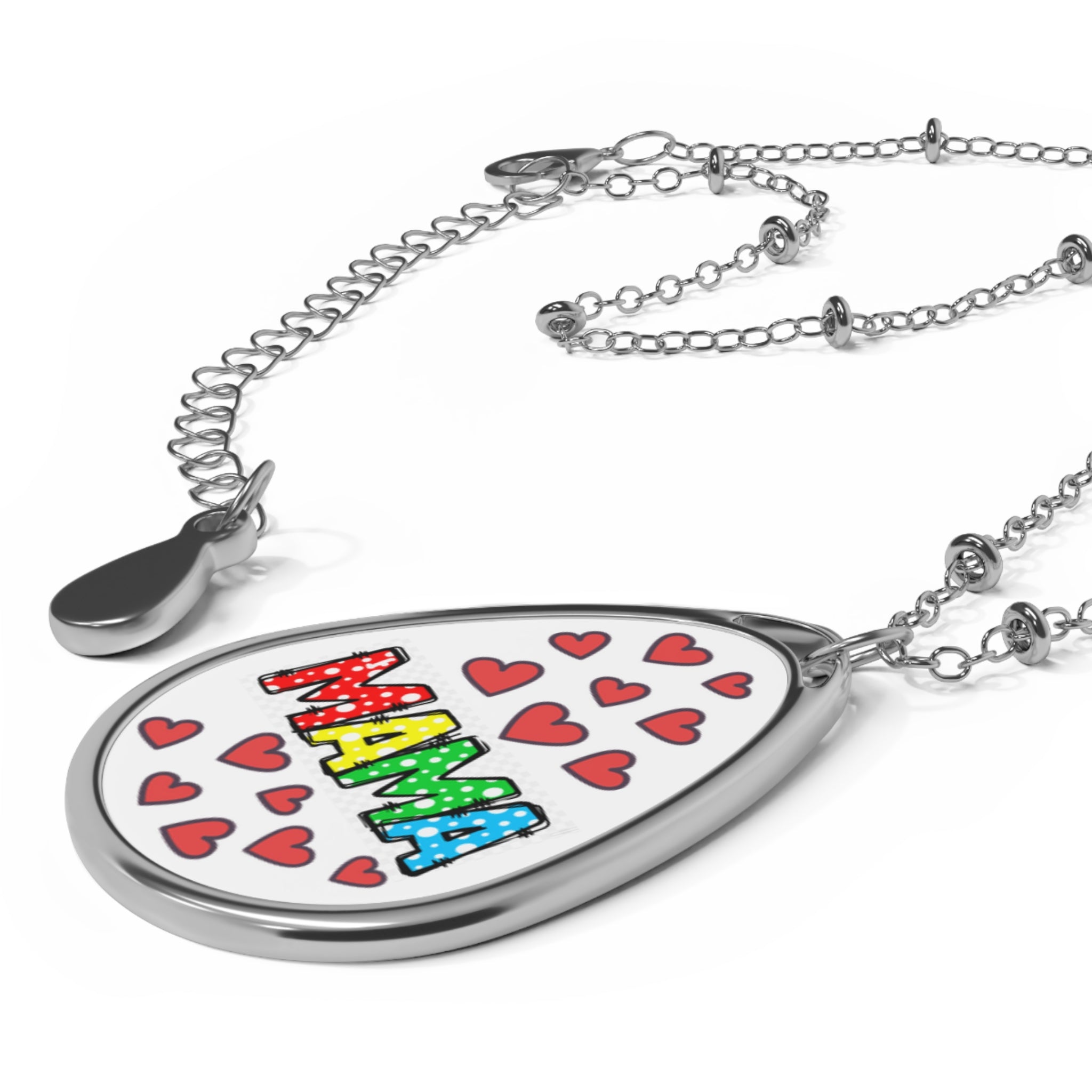 Mama with Hearts Oval Necklace