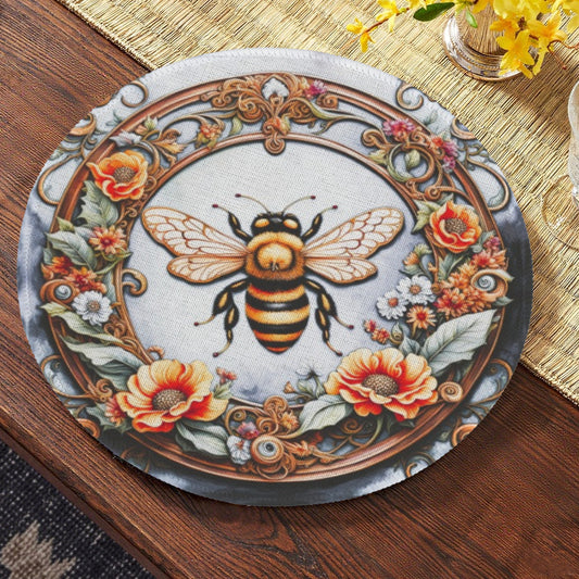 Bumble Bee in Frame Round Placemat (Made in USA)