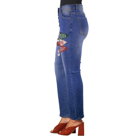 Merry & Bright Christmas Women's Jeans (Front Printing) (Model L75)
