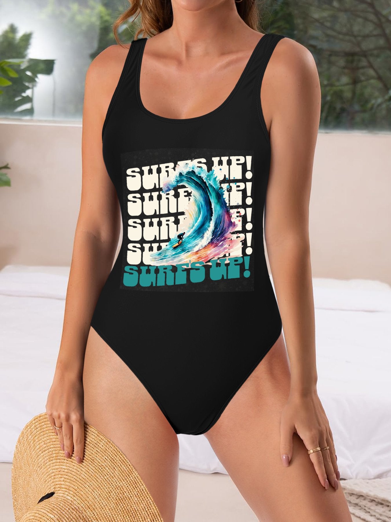 Surf's Up One-Piece Swimsuit for Women (Front Printing)