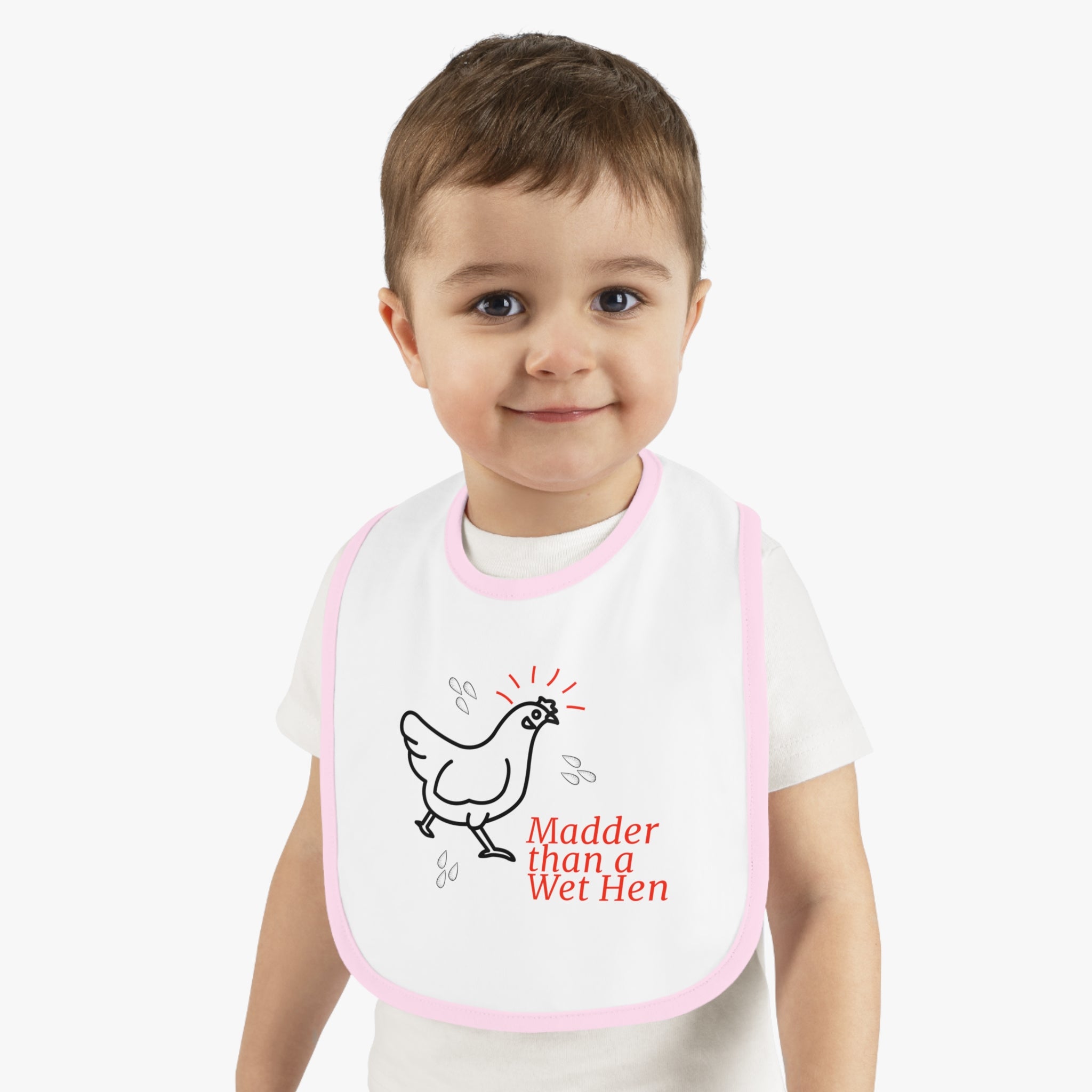 Madder Than a Wet Hen Contrast Trim Jersey Baby Bib