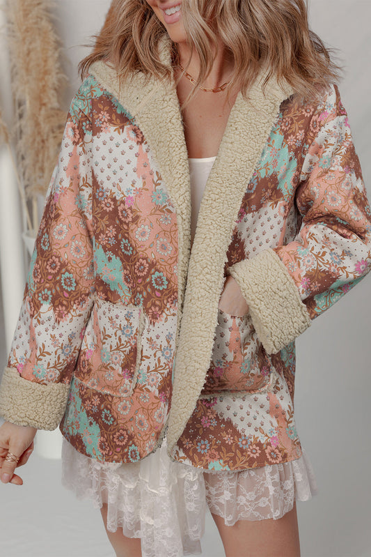 Women's Floral Sherpa Lined Hooded Jacket