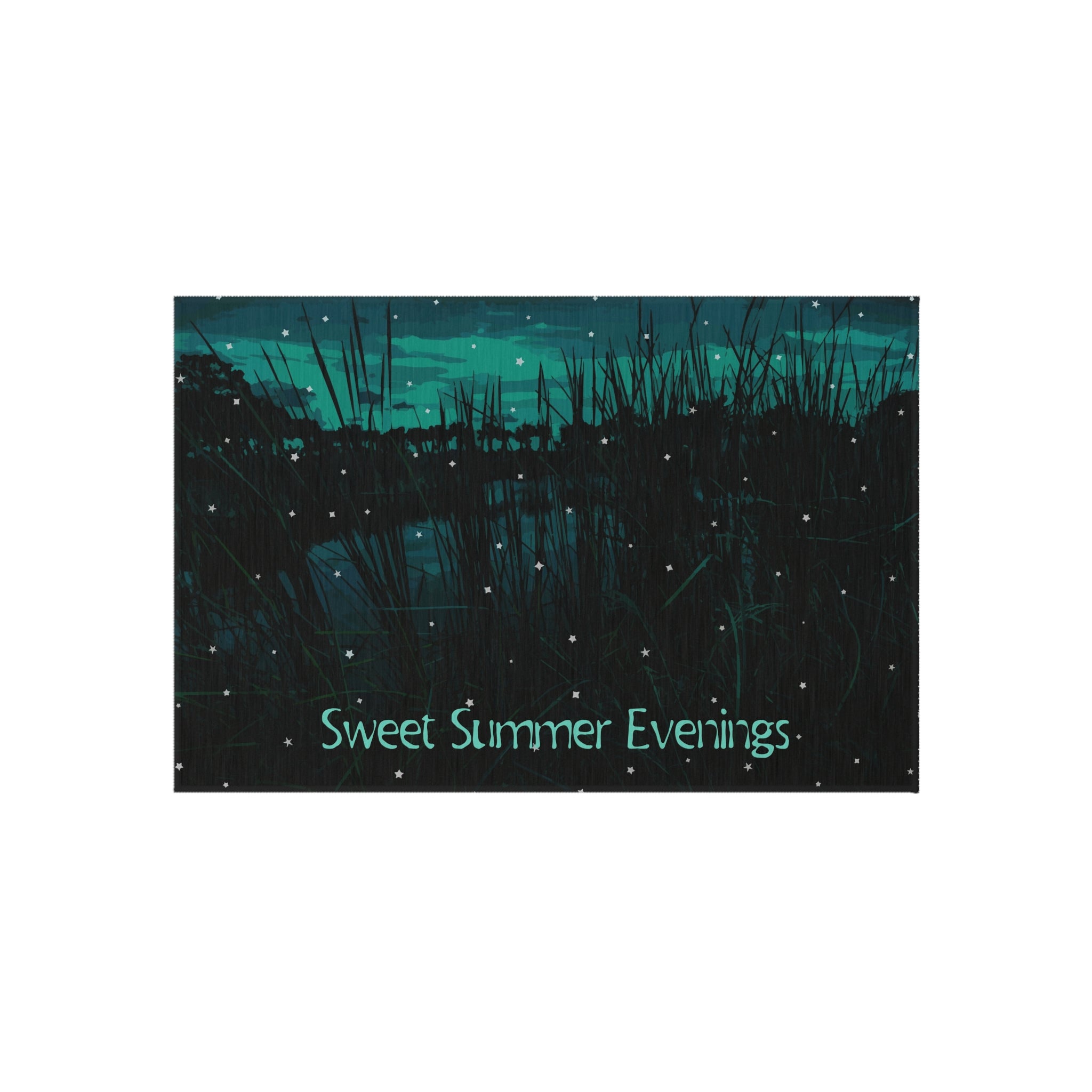 Sweet Summer Evenings Teal Outdoor Rug