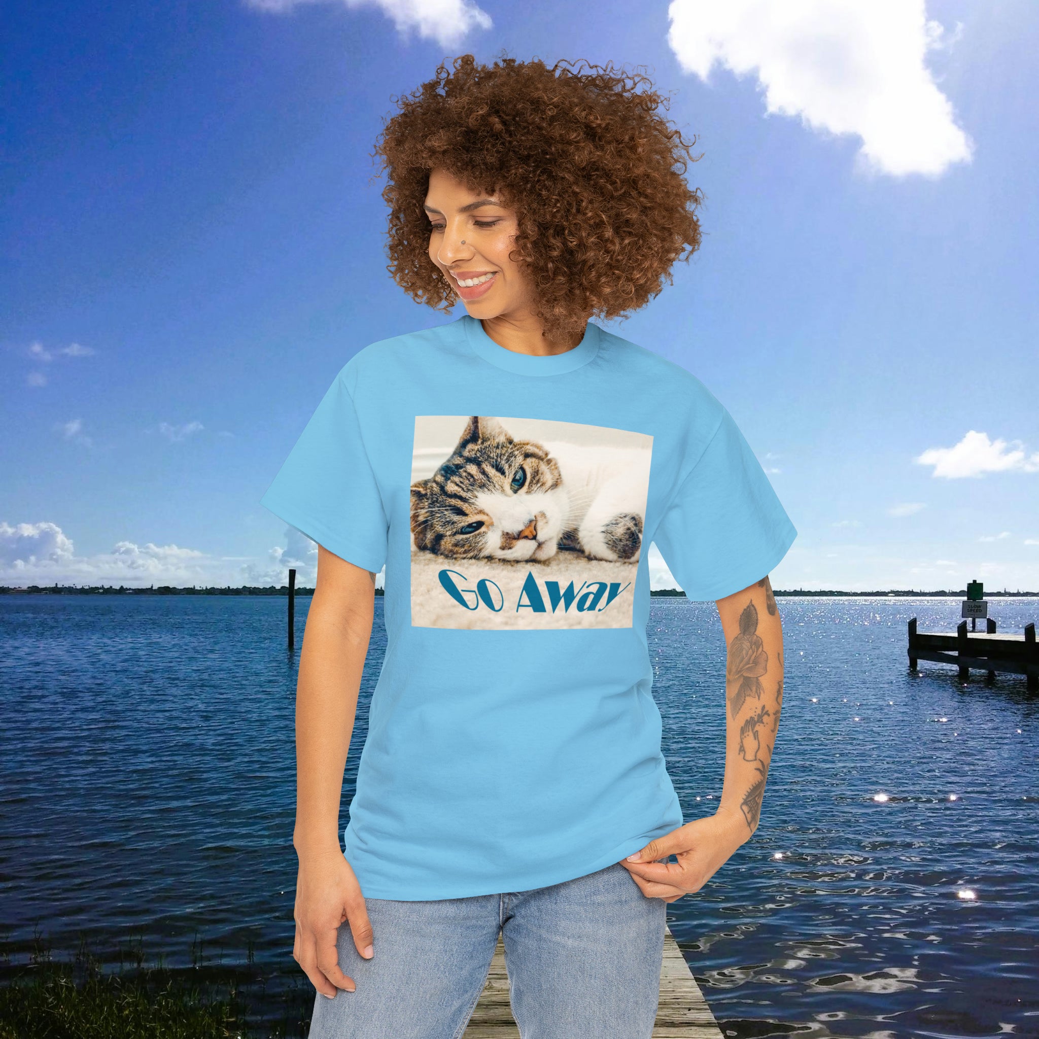 Sleepy Cat dit Go Away T-shirt unisexe en coton lourd jusqu'à 5XL