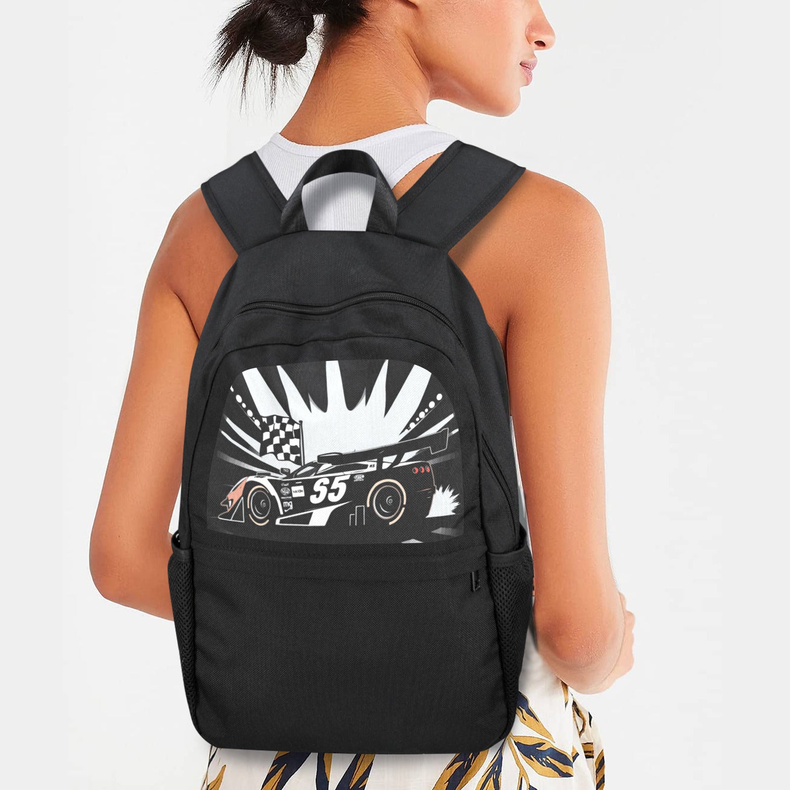 Race Car Winner Casual Backpack (Upper Part Printing) (Model 1753)