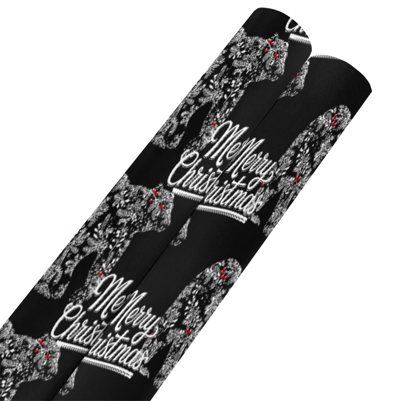 Merry Christmas Polar Bear Black Gift Wrapping Paper - 2 Rolls (Made in USA)