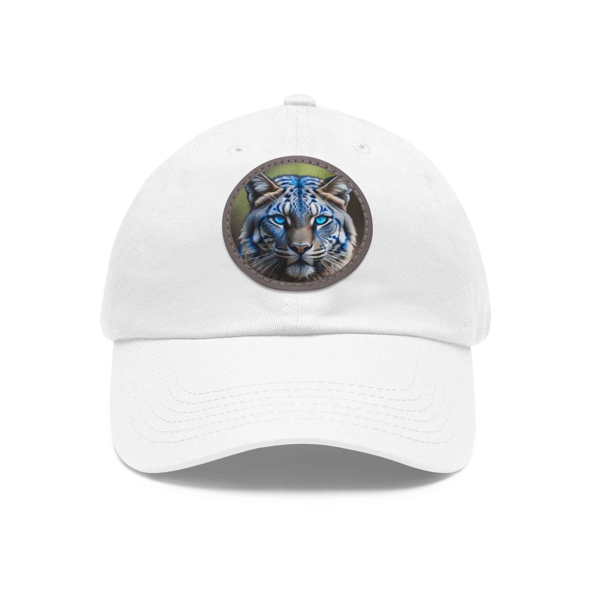 Blue Wildcat Dad Hat with Leather Patch (Round)