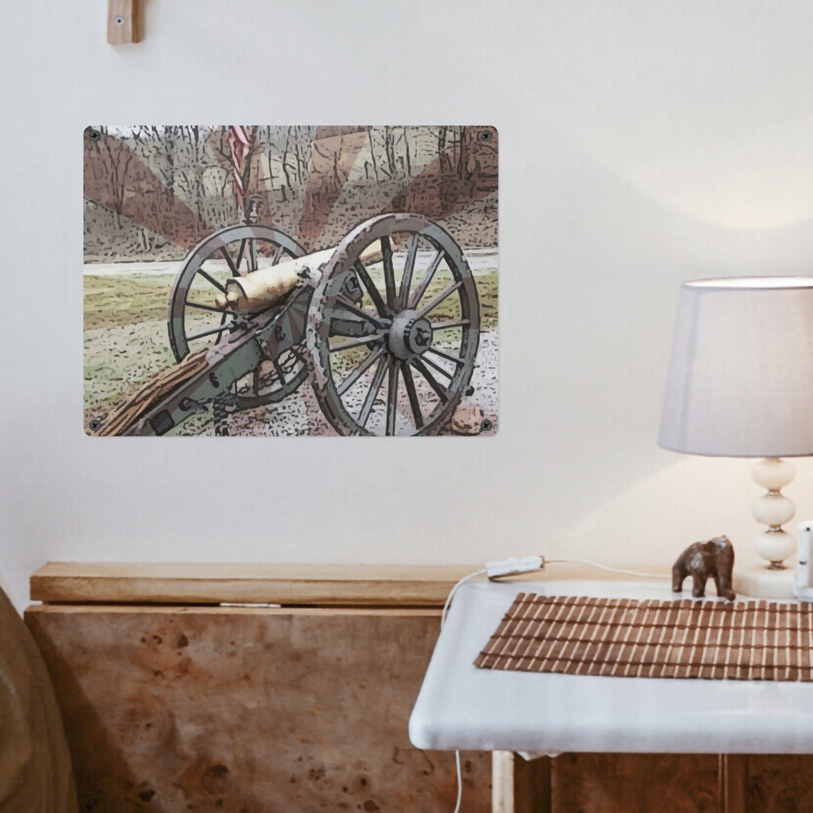 Civil War Cannon with Stripes Metal Sign - 16