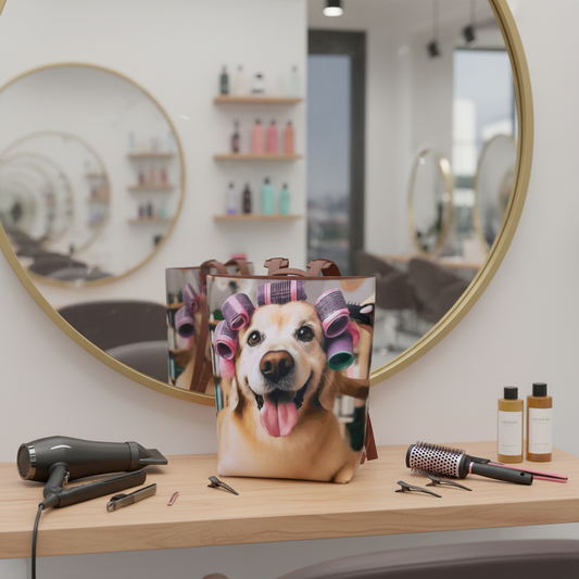 Dog in Curlers Vegan Leather Backpack