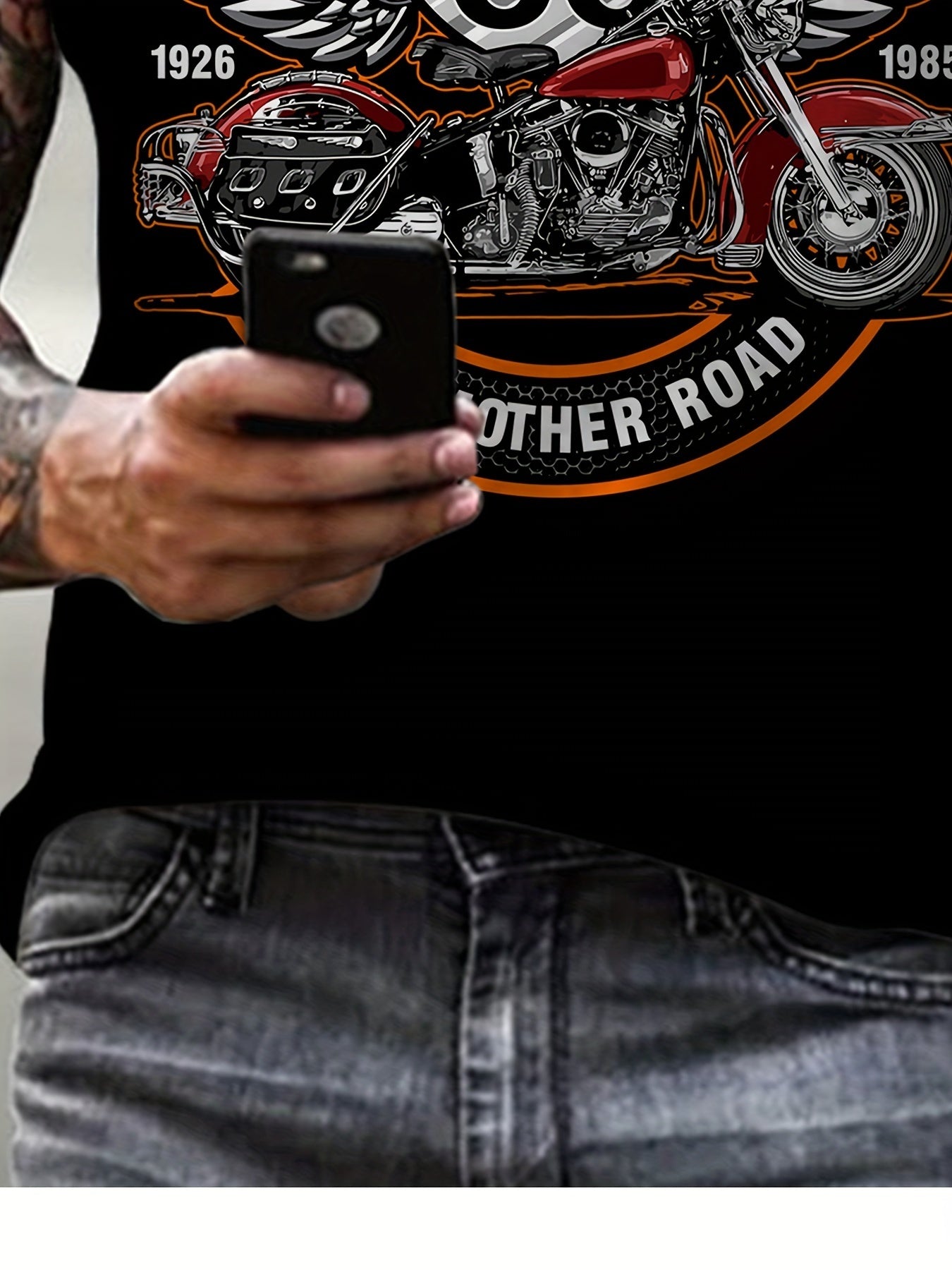 Men's Route 66 Motorcycle Printed Short Sleeve Graphic T-shirt