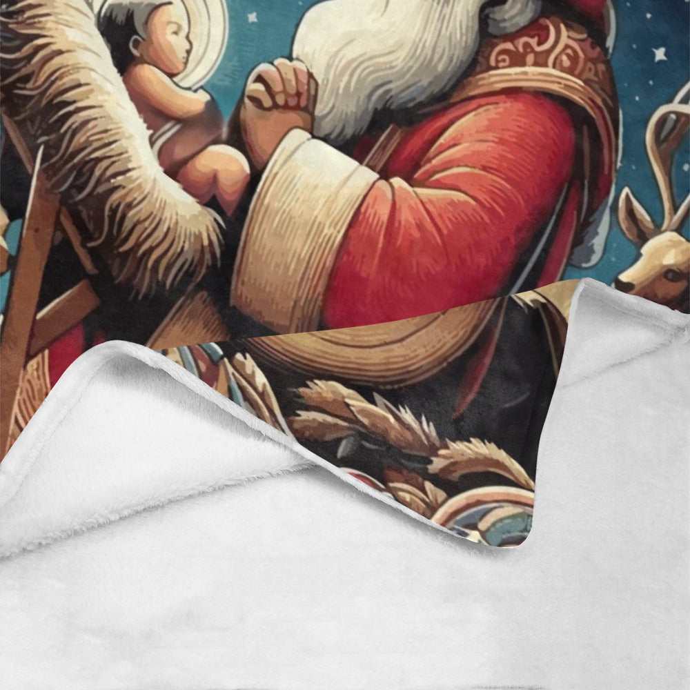 Santa with Baby Jesus Ultra-Soft Micro Fleece Blanket (Made in USA)