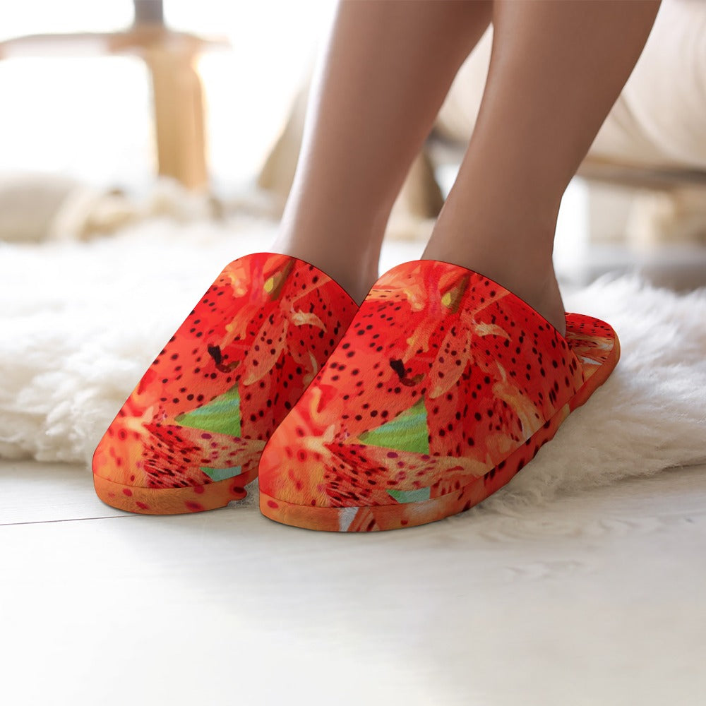 Orange Tiger Lily Cotton House Shoes