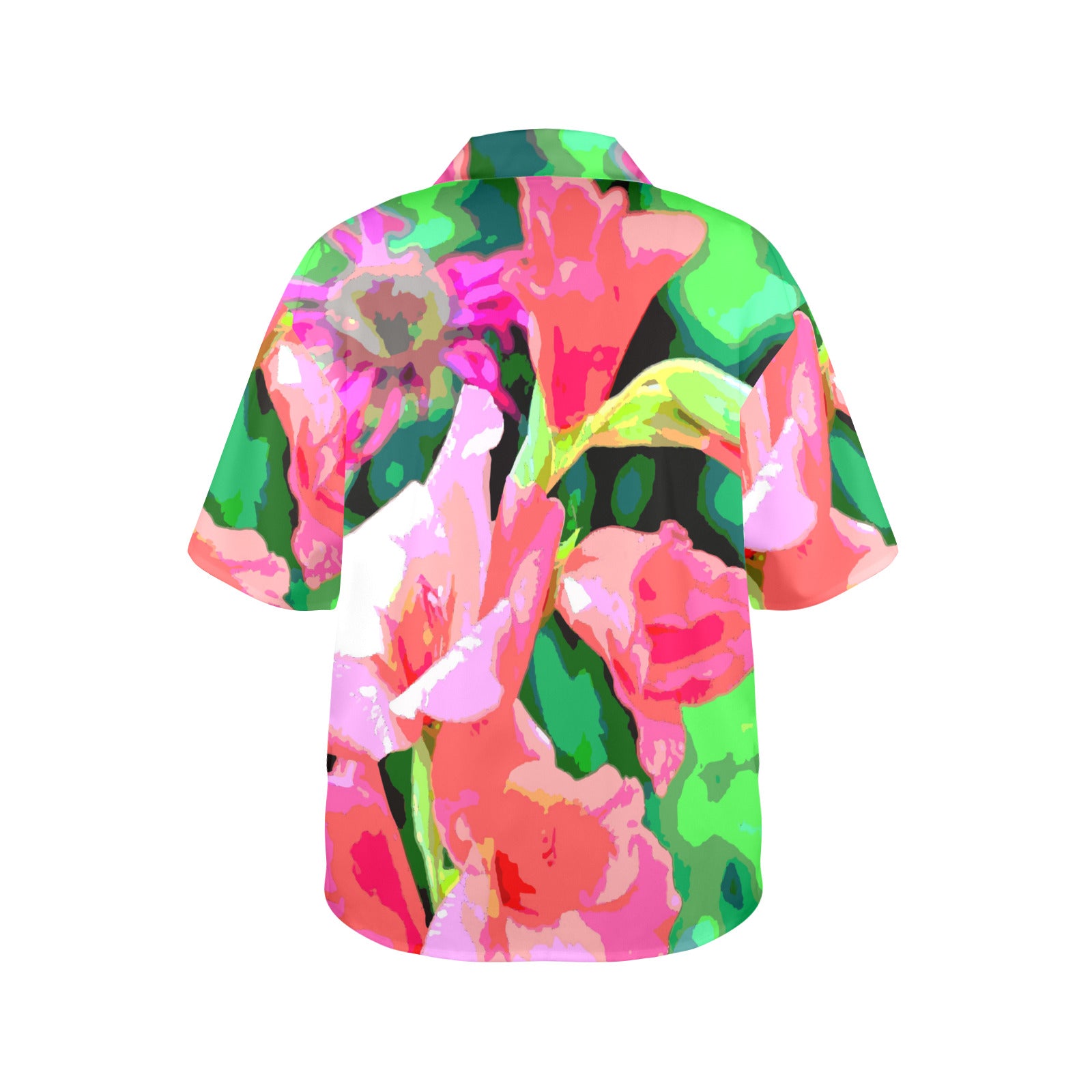 Women's Pink Flowers Hawaiian Shirt (Made in USA)