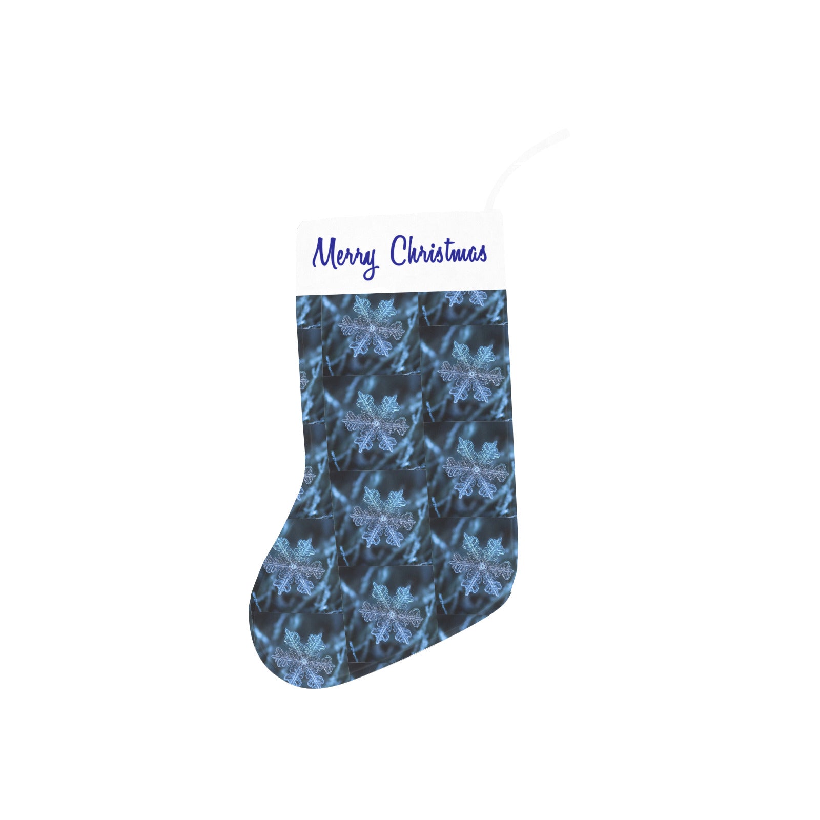 Personalizable Blue Snowflakes Merry Christmas Stocking (Made in USA)