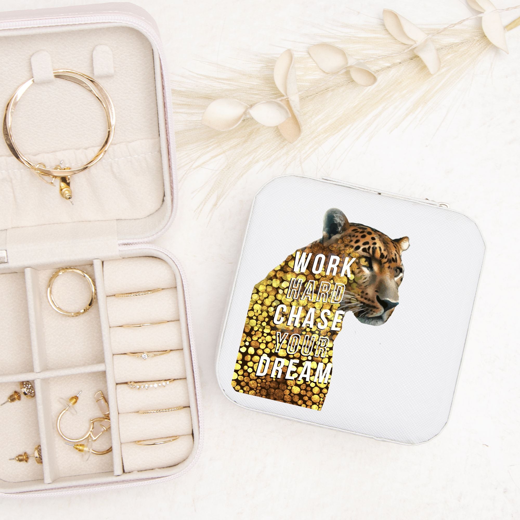 Work Hard Chase Your Dream Jewelry Travel Case