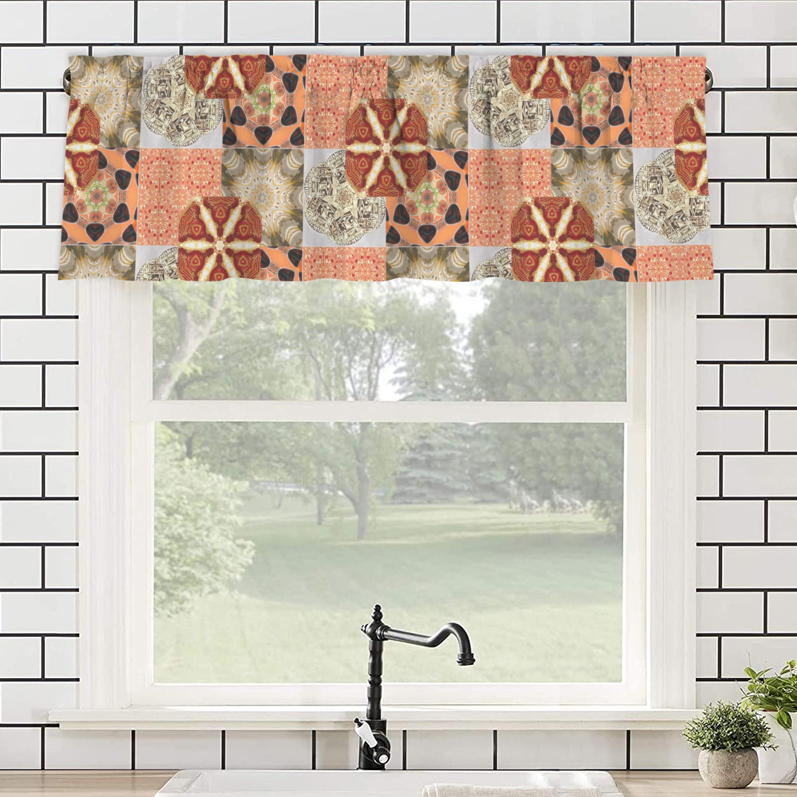 Crazy Quilt Heritage Revival Short Window Valance 60x18inch (Made in USA）