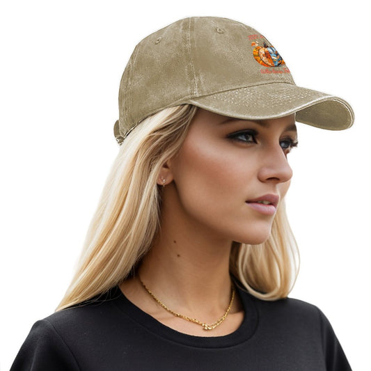 Just a Girl Who Loves Fall Pumpkins Cotton Vintage Washed Denim Baseball Cap (Front Printing)