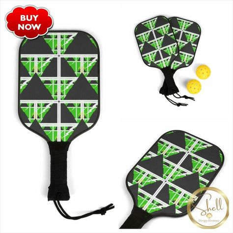 Green Triangle Pattern Pickleball Set