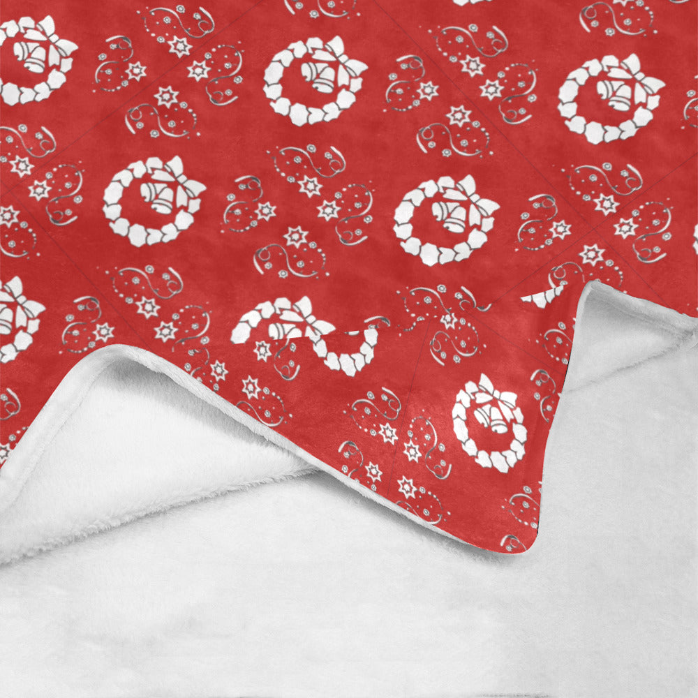 Christmas Wreathes on Red Ultra-Soft Micro Fleece Blanket 50