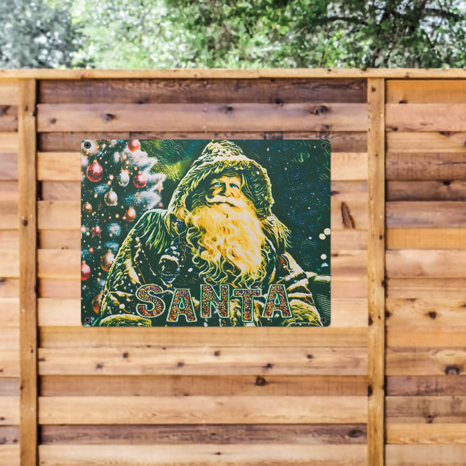 Vintage Santa Claus Christmas Tin Sign 16 x 12 Metal Tin Sign 16