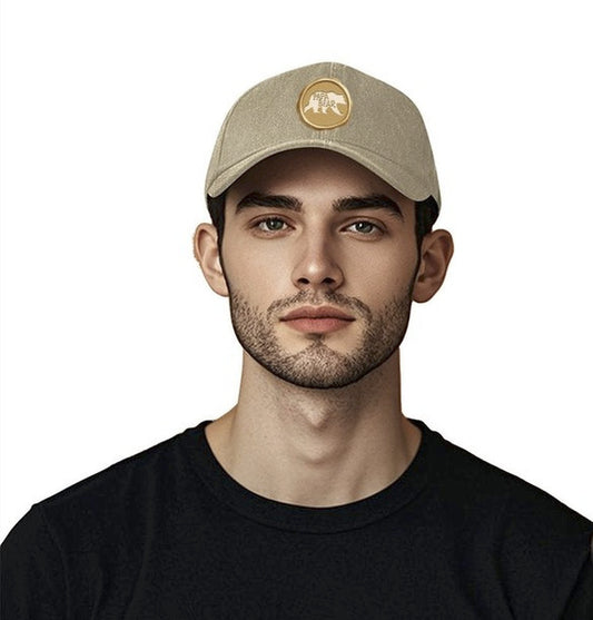 Papa Bear Gold Seal Cotton Vintage Washed Denim Baseball Cap
