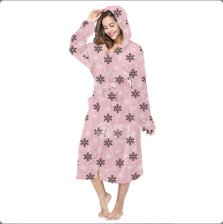Plush Oversized Winter Soft Long Flannel Bathrobe With Hood