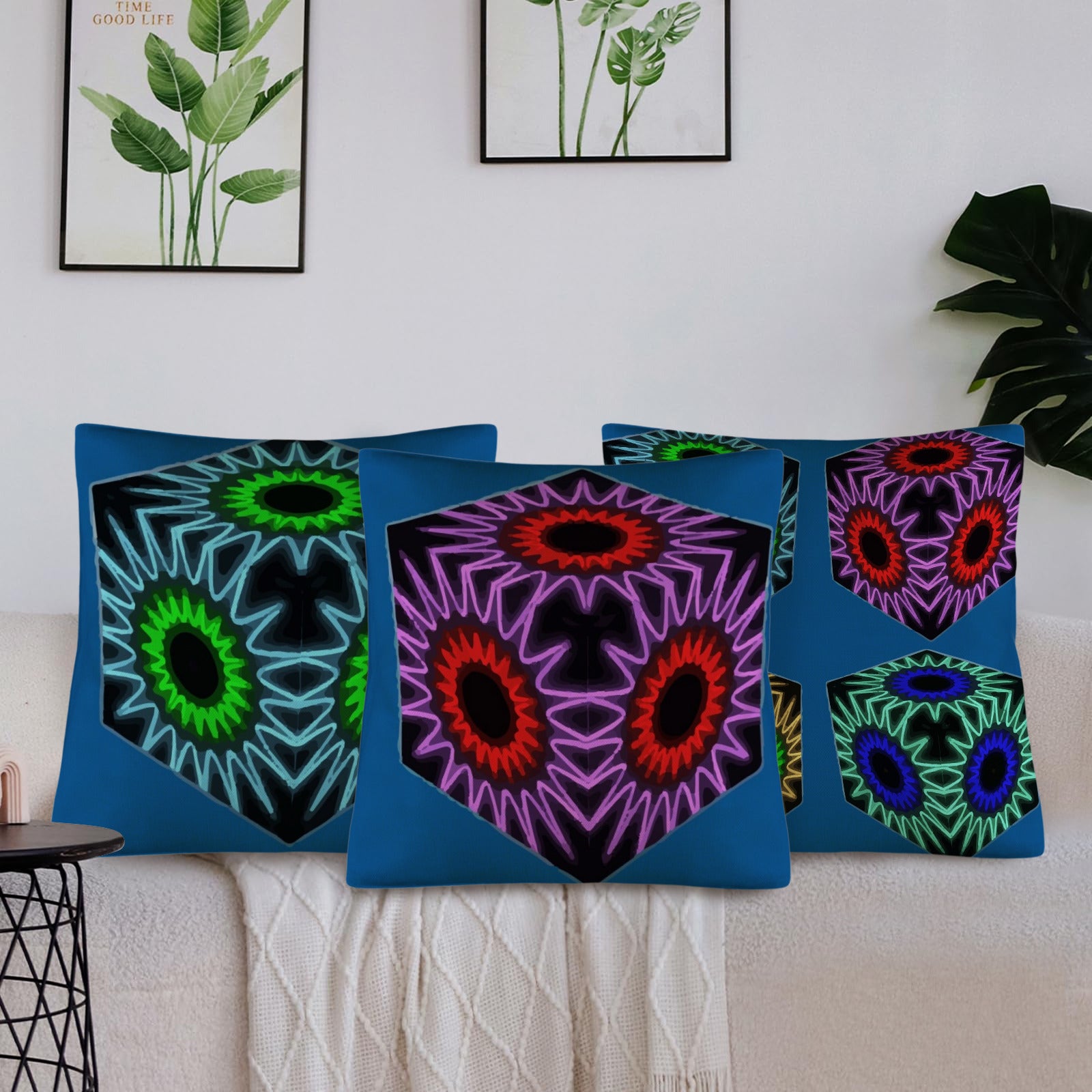 Colorful Cubes Blue Indoor Throw Pillow Covers | Ships from USA