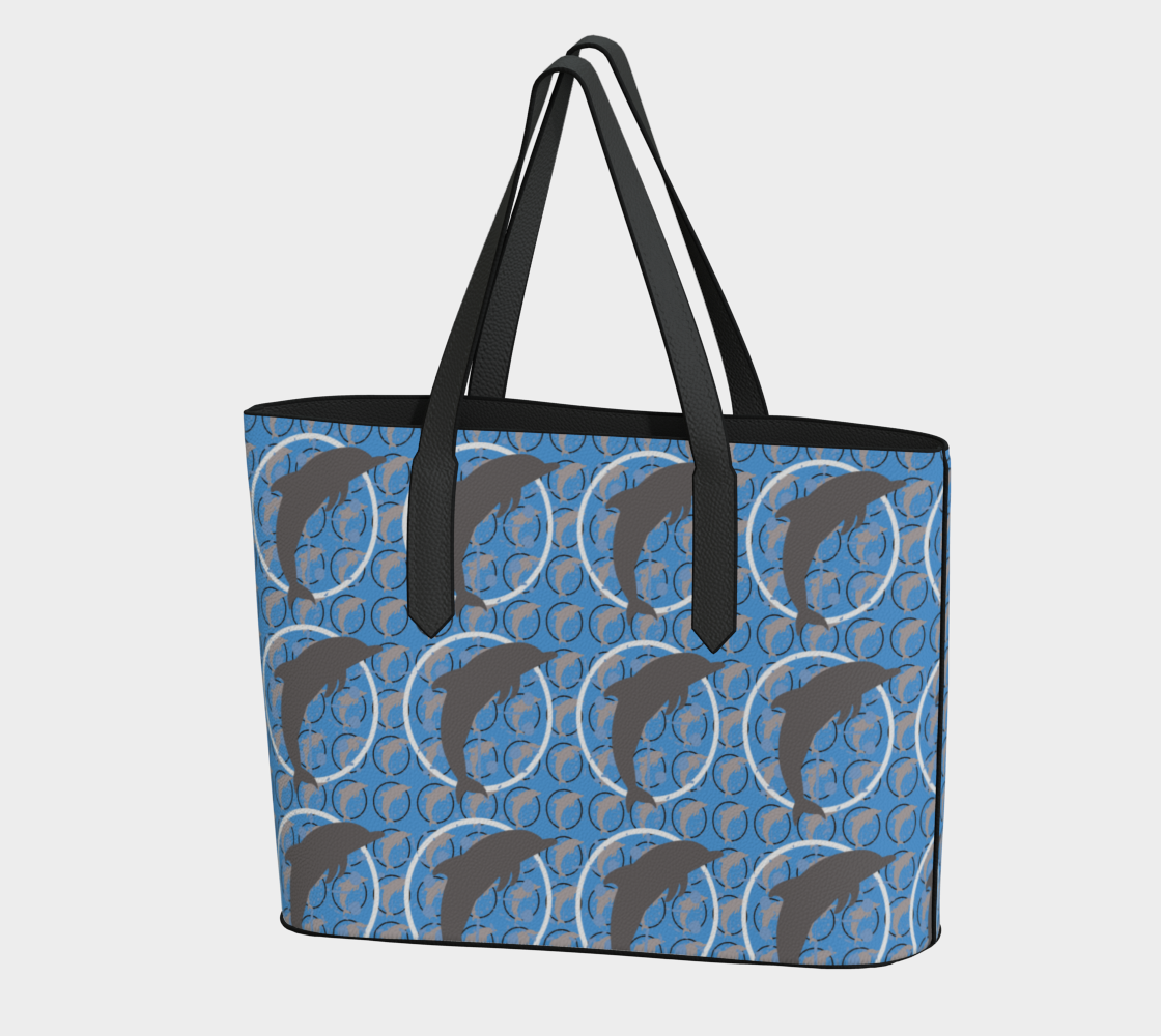 Women's Dancing Dolphins Printed Vegan Leather Tote Bag