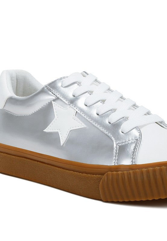 Jumping Jacks Metallic Faux Leather Star Sneakers